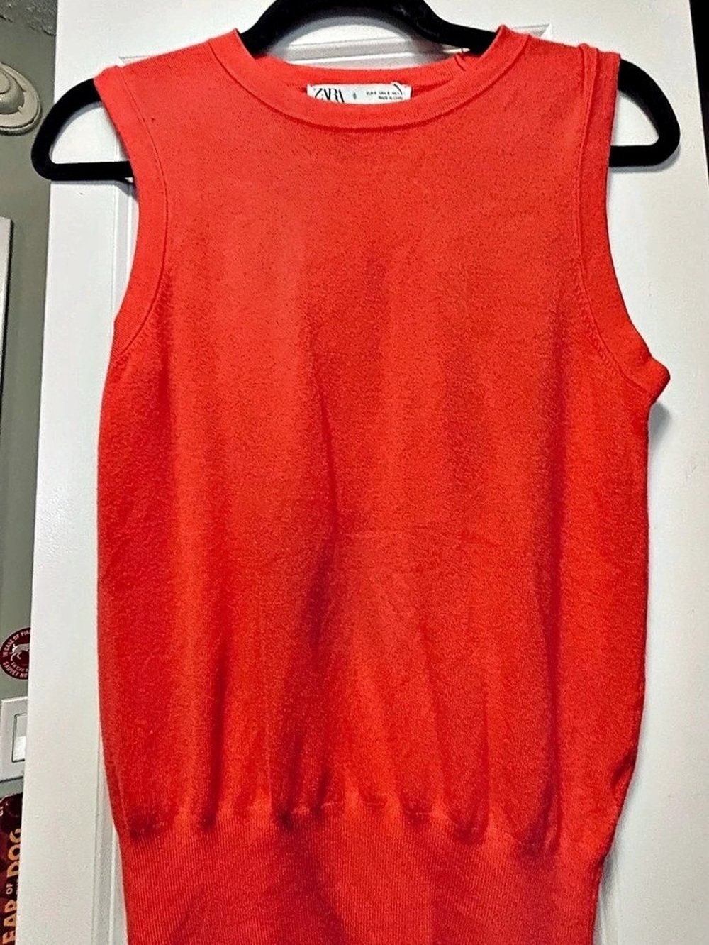 Zara Sleeveless Knit Tank in Orange/Red NWOT